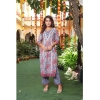 Generic Women's Casual 3/4th Sleeve Printed Cotton Kurti Set (Pastel Blue)