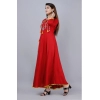 Generic Women's Casual 3/4th Sleeve Embroidered Viscose Rayon Kurti (Maroon)