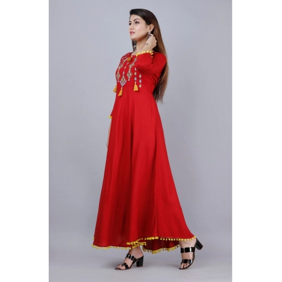 Generic Women's Casual 3/4th Sleeve Embroidered Viscose Rayon Kurti (Maroon) Generic Women's Casual 3/4th Sleeve Embroidered Viscose Rayon Kurti (Maroon)