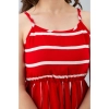 Generic Women's Casual Sleeveless Striped Crape Dresses (Red)