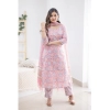 Generic Women's Casual 3/4th Sleeve Printed Cotton Kurti Set (Pink)