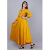 Generic Women's Casual 3/4th Sleeve Embroidered Viscose Rayon Kurti (Mustard)