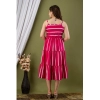 Generic Women's Casual Sleeveless Striped Crape Dresses (Pink)