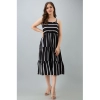 Generic Women's Casual Sleeveless Striped Crape Dresses (Black)