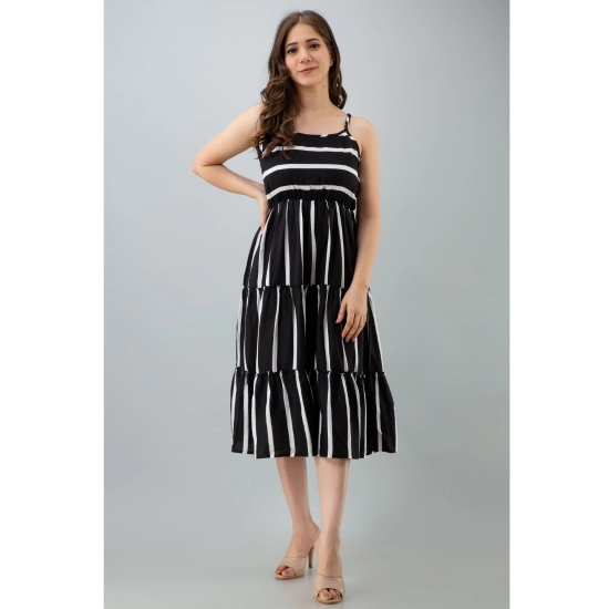 Generic Women's Casual Sleeveless Striped Crape Dresses (Black) Generic Women's Casual Sleeveless Striped Crape Dresses (Black)