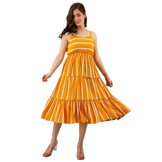 Generic Women's Casual Sleeveless Striped Crape Dresses (Mustard) Generic Women's Casual Sleeveless Striped Crape Dresses (Mustard)