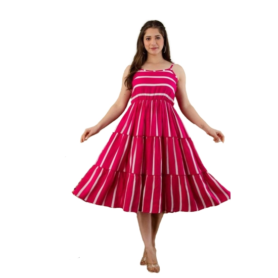 Generic Women's Casual Sleeveless Striped Crape Dresses (Pink) Generic Women's Casual Sleeveless Striped Crape Dresses (Pink)