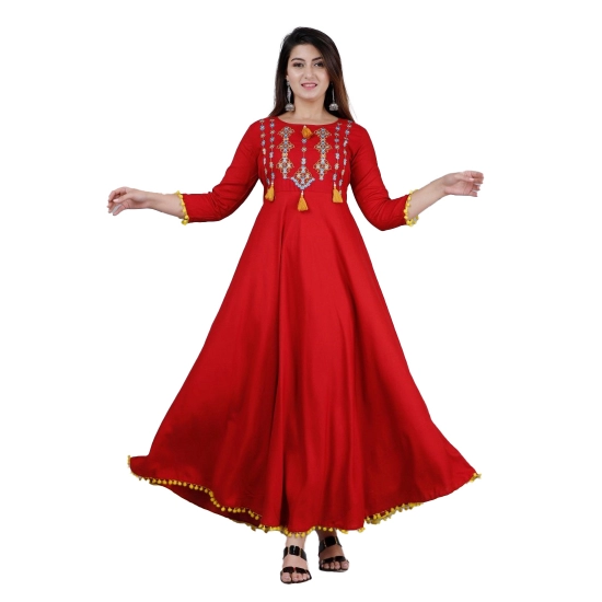 Generic Women's Casual 3/4th Sleeve Embroidered Viscose Rayon Kurti (Maroon) Generic Women's Casual 3/4th Sleeve Embroidered Viscose Rayon Kurti (Maroon)