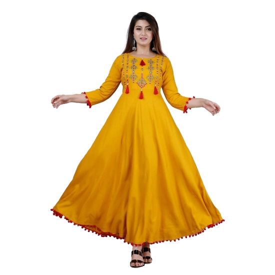 Generic Women's Casual 3/4th Sleeve Embroidered Viscose Rayon Kurti (Mustard) Generic Women's Casual 3/4th Sleeve Embroidered Viscose Rayon Kurti (Mustard)