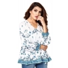 Generic Women's Casual 3/4th Sleeve Printed Crepe Top (White)
