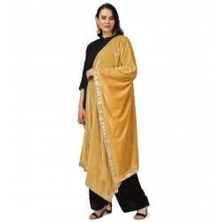 Generic Women's Velvet Gotta Patti Dupatta (Yellow, Length: 2.25 to 2.50 Mtr)