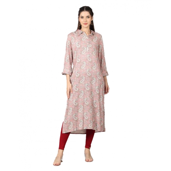 Generic Women's Casual 3/4 Sleeve Viscose Rayon Printed Kurti (Pink) Generic Women's Casual 3/4 Sleeve Viscose Rayon Printed Kurti (Pink)
