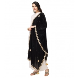 Women's Velvet Gotta Patti Dupatta (Black, Length: 2.25 to 2.50 Mtr)
