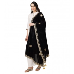 Generic Women's Velvet Gotta Patti Dupatta (Black, Length: 2.25 to 2.50 Mtr) Generic Women's Velvet Gotta Patti Dupatta (Black, Length: 2.25 to 2.50 Mtr)