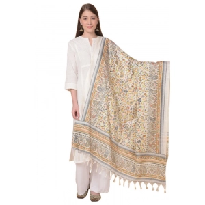 Generic Women's Art Silk Printed Dupatta (White, Length: 2.25 to 2.50 Mtr)
