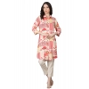 Generic Women's Casual 3/4 Sleeve Viscose Rayon Printed Kurti (Pink)
