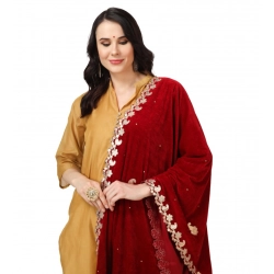 Women's Velvet Gotta Patti Dupatta (Maroon, Length: 2.25 to 2.50 Mtr)
