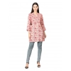 Generic Women's Casual 3/4 Sleeve Viscose Rayon Printed Kurti (Pink)