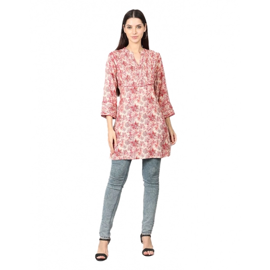 Generic Women's Casual 3/4 Sleeve Viscose Rayon Printed Kurti (Pink) Generic Women's Casual 3/4 Sleeve Viscose Rayon Printed Kurti (Pink)