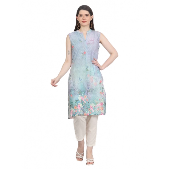 Generic Women's Casual Sleeveless Cotton Blend Printed Kurti (Green) Generic Women's Casual Sleeveless Cotton Blend Printed Kurti (Green)