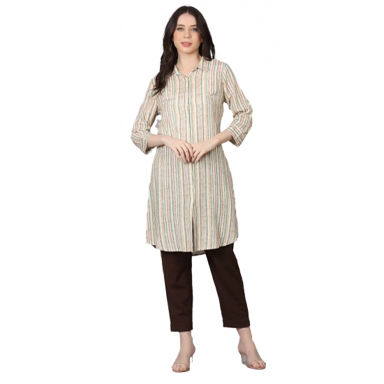 Generic Women's Casual 3/4 Sleeve Viscose Rayon Printed Kurti (Beige) Generic Women's Casual 3/4 Sleeve Viscose Rayon Printed Kurti (Beige)