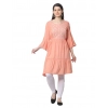 Generic Women's Casual 3/4 Sleeve Viscose Rayon Printed Kurti (Orange)