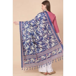 Generic Women's Art Silk Printed Dupatta (Blue, Length: 2.25 to 2.50 Mtr)