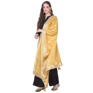 Generic Women's Velvet Gotta Patti Dupatta (Gold, Length: 2.25 to 2.50 Mtr)