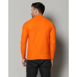 Generic Men's Casual Full Sleeve Solid Cotton Blended Polo Neck T-shirt (Orange) Generic Men's Casual Full Sleeve Solid Cotton Blended Polo Neck T-shirt (Orange)