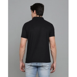 Generic Men's Casual Half Sleeve Solid Cotton Blended Polo Neck T-shirt (Black)