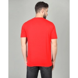Generic Men's Casual Half Sleeve Solid Cotton Blended Round Neck T-shirt (Red) Generic Men's Casual Half Sleeve Solid Cotton Blended Round Neck T-shirt (Red)