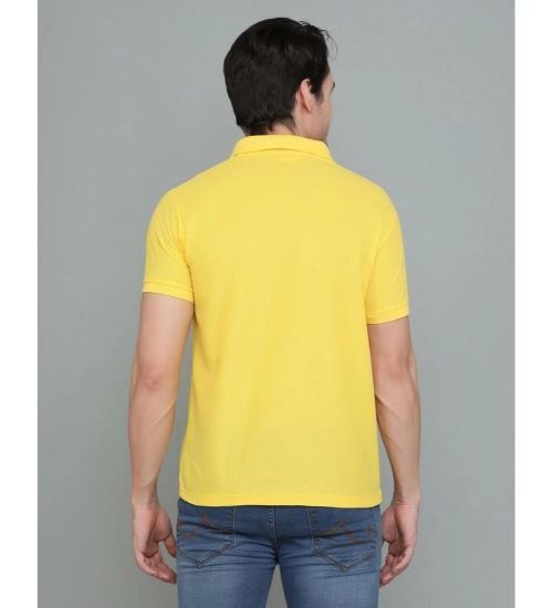 Generic Men's Casual Half Sleeve Solid Cotton Blended Polo Neck T-shirt (Yellow)