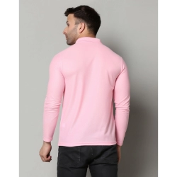 Generic Men's Casual Full Sleeve Solid Cotton Blended Polo Neck T-shirt (Pink) Generic Men's Casual Full Sleeve Solid Cotton Blended Polo Neck T-shirt (Pink)