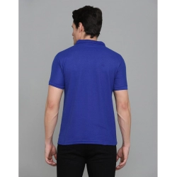 Generic Men's Casual Half Sleeve Solid Cotton Blended Polo Neck T-shirt (Blue)