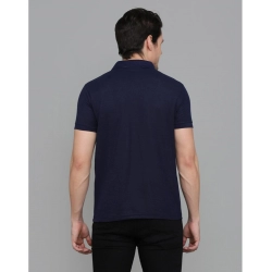 Generic Men's Casual Half Sleeve Solid Cotton Blended Polo Neck T-shirt (Navy Blue)