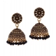 Generic Women's Rajasthani Traditional Wedding Collection Floral Design Gold Oxidised Black Color Jhumki Earrings 