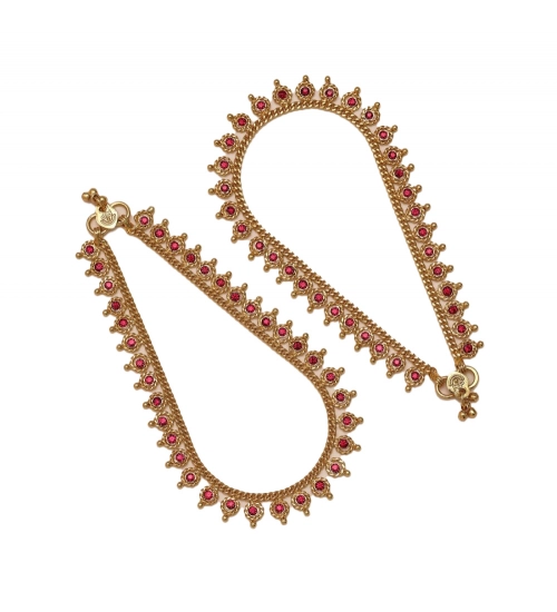 Generic Women's Rani Color Anklets (Free Size: Upto 10&quot;) 