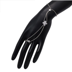 Generic Women's White Color Rhinestone Hathphool Adjustable Bracelet