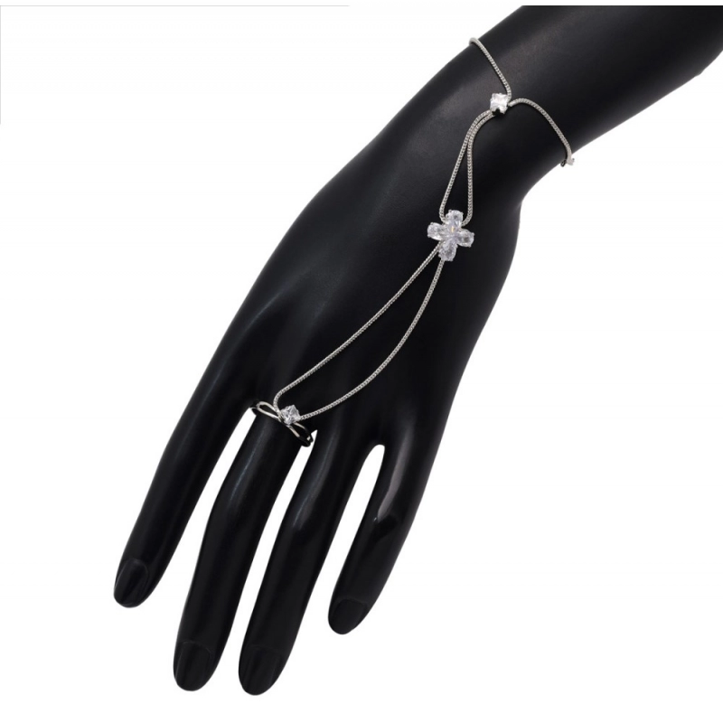 Generic Women's White Color Rhinestone Hathphool Adjustable Bracelet Generic Women's White Color Rhinestone Hathphool Adjustable Bracelet