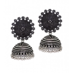 Generic Women's Oxidised Silver Plated Handmade Jhumka Brass Earrings 