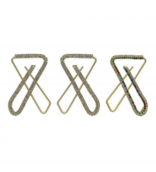 Generic Women's Multi Color Use Saree Hijab Pins Safety Pins Stone Brooch Clip On X Pins For Women Combo Of 3 Pieces 