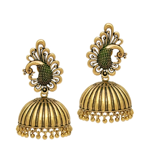 Generic Women's Ethnic Party Wear Oxidised Jhumka Earrings 