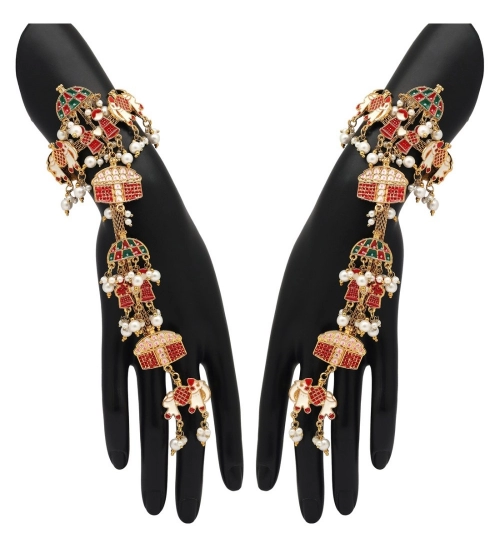 Generic Women's Multi Color Meenakari Work Hathphool Adjustable Chain