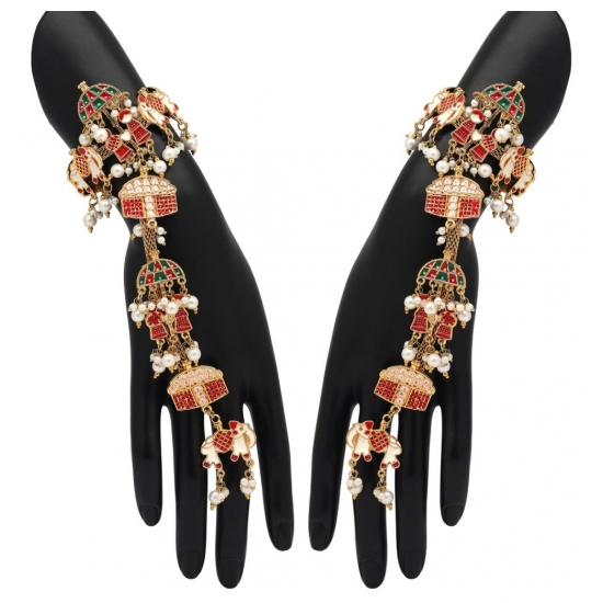 Generic Women's Multi Color Meenakari Work Hathphool Adjustable Chain