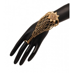 Generic Women's Gold Color Rhinestone Hathphool Adjustable Bracelet