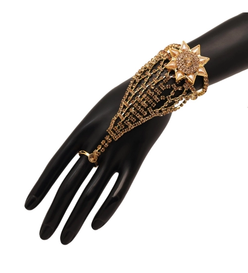 Generic Women's Gold Color Rhinestone Hathphool Adjustable Bracelet