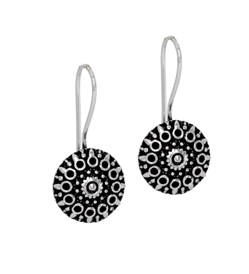 Generic Women's Handmade Indian Traditional Designer Silver Oxidised Stud Brass Earrings 