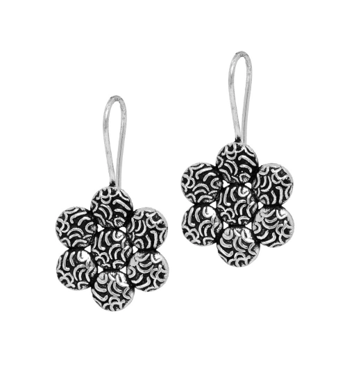 Generic Women's New Designer Flower Shape Handmade Indian Traditional Oxidised Stud Earrings 