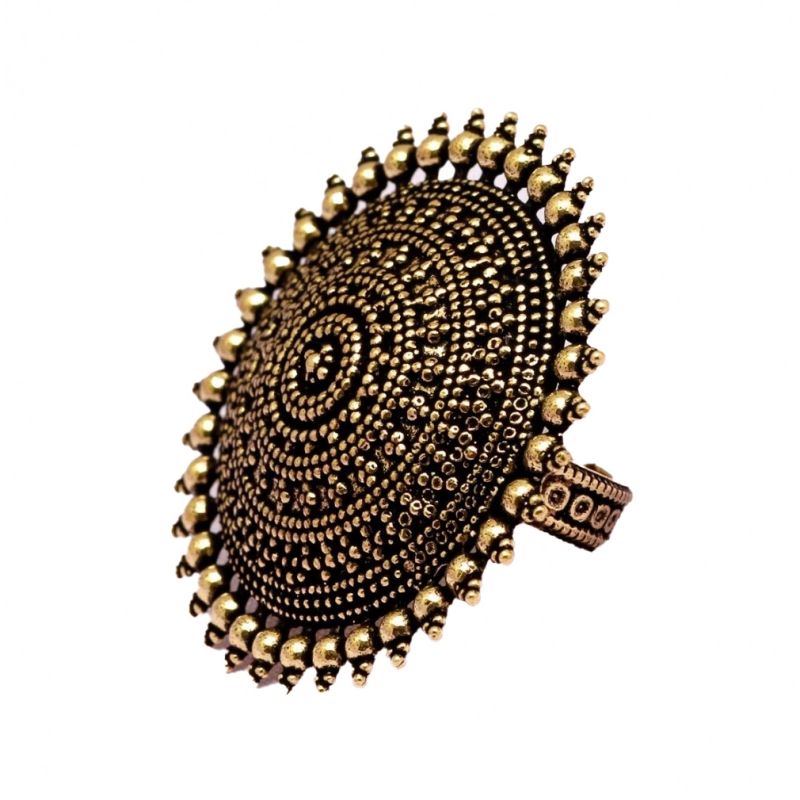 Generic Women's Gold Color Oxidised Adjustable Ring 