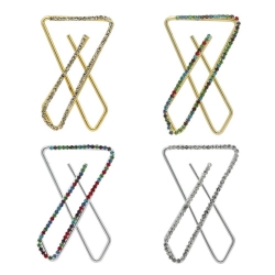 Generic Women's Multi Color Use Saree Hijab Pins Safety Pins Stone Brooch Clip On X Pins For Women Combo Of 4 Pieces 